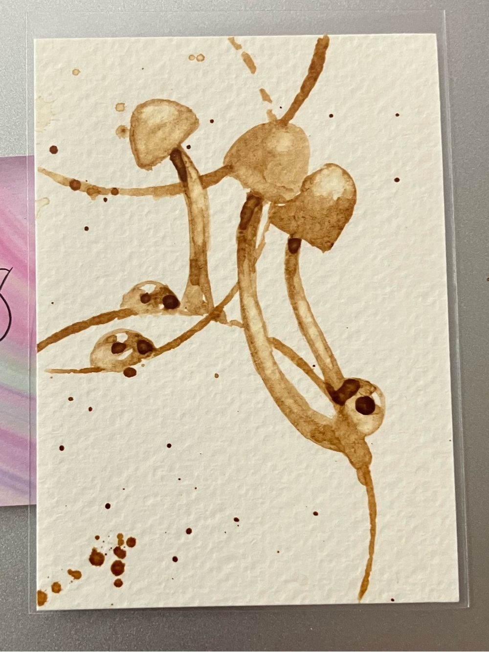 Original mushrooms ladybugs painting ACEO miniature fun gift art by EAE USA